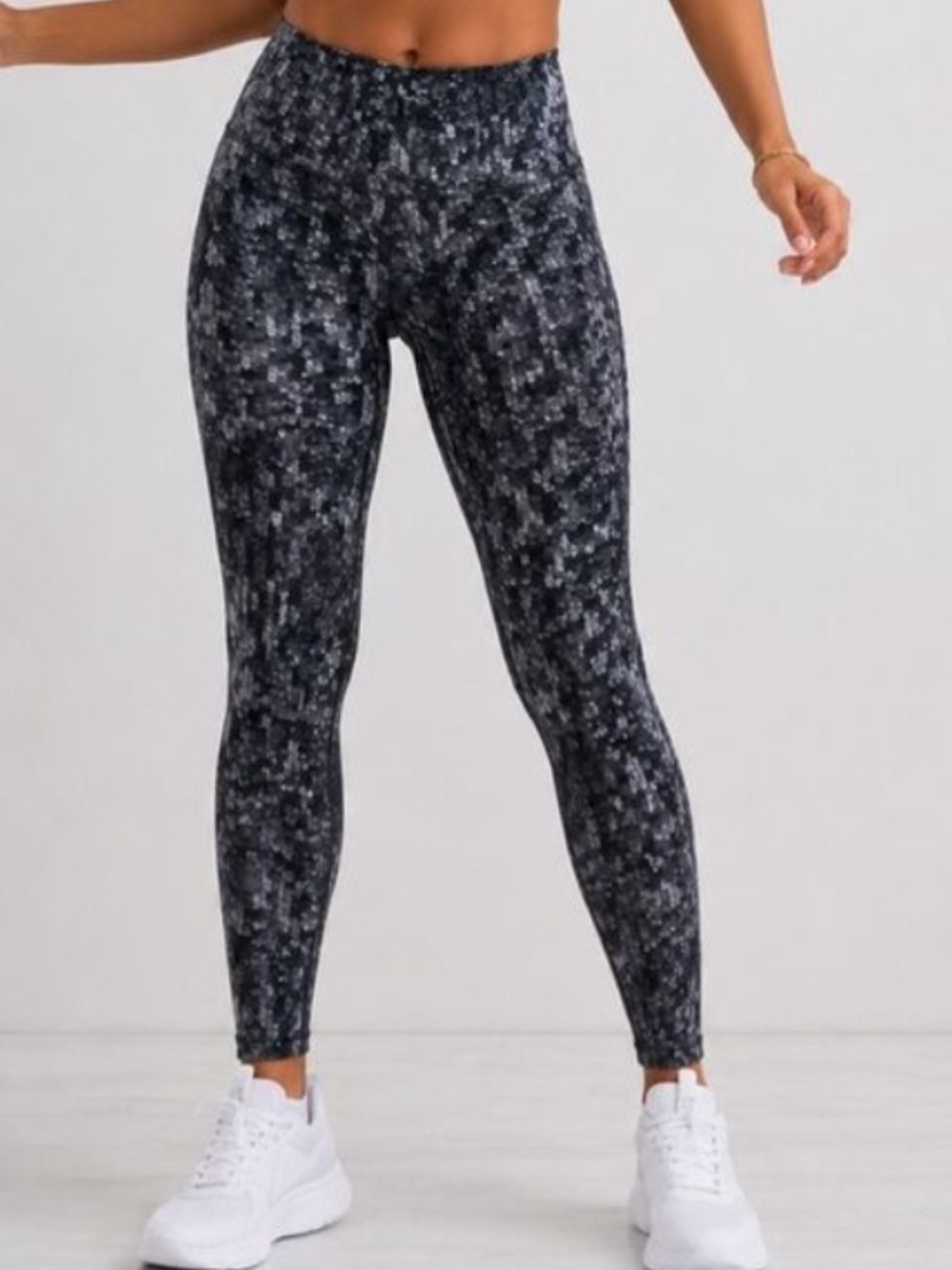 Mossimo Black Gray Abstract Print Workout Leggings Athletic Yoga Pants S/P